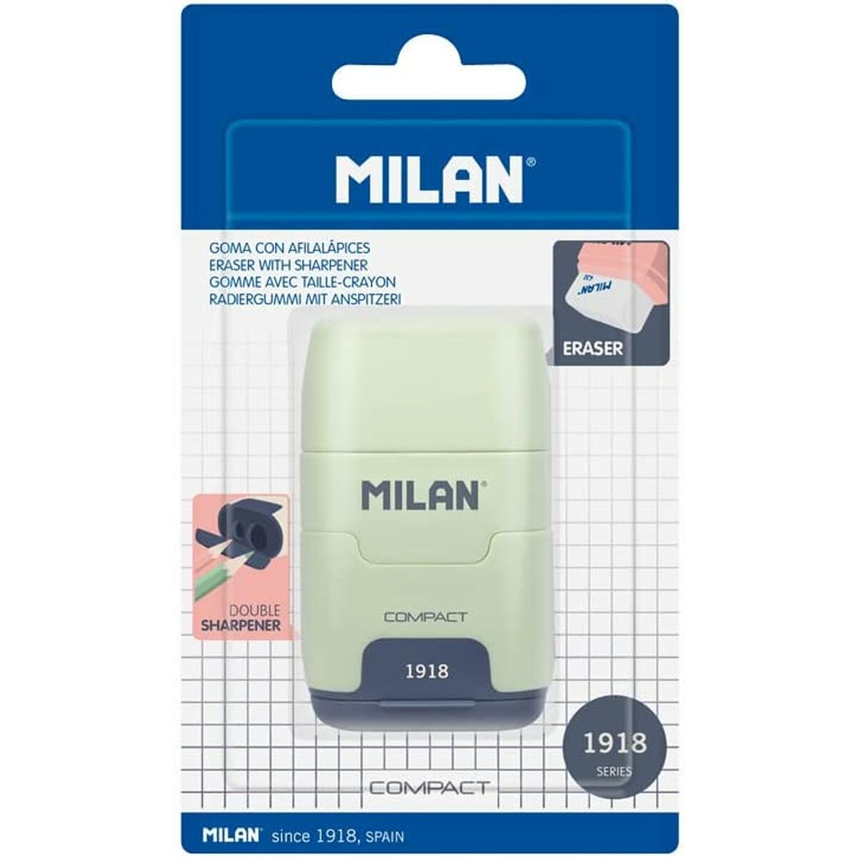 Set med suddgummi och pennvässare Milan 1918 Multicolour - 2