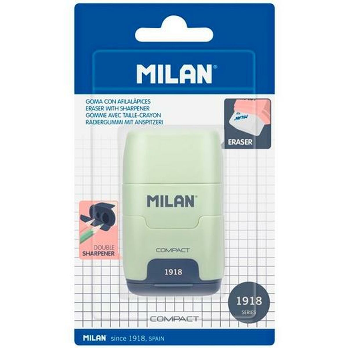 Set med suddgummi och pennvässare Milan 1918 Multicolour - 3