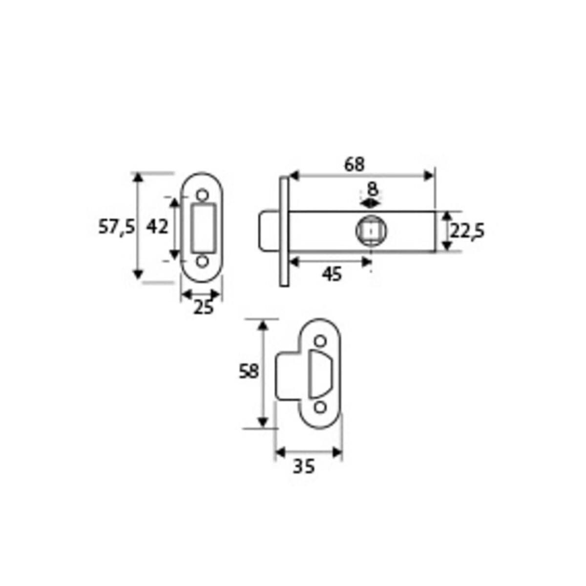 Lås EDM 85637 PCT03 Stål 45 mm 68 x 25 x 57,5 mm Rörformig - 8