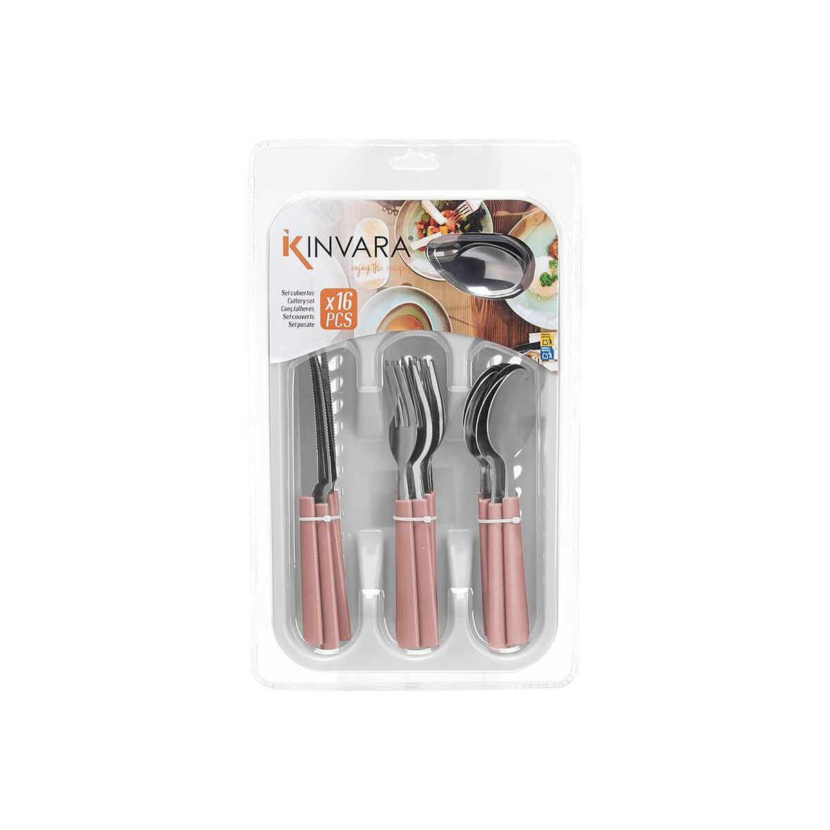 Bestickset Kinvara Rosa Silvrig Rostfritt stål Plast 22,5 x 37,5 x 4,5 cm 23 x 38 x 5 cm (6 antal) - 5