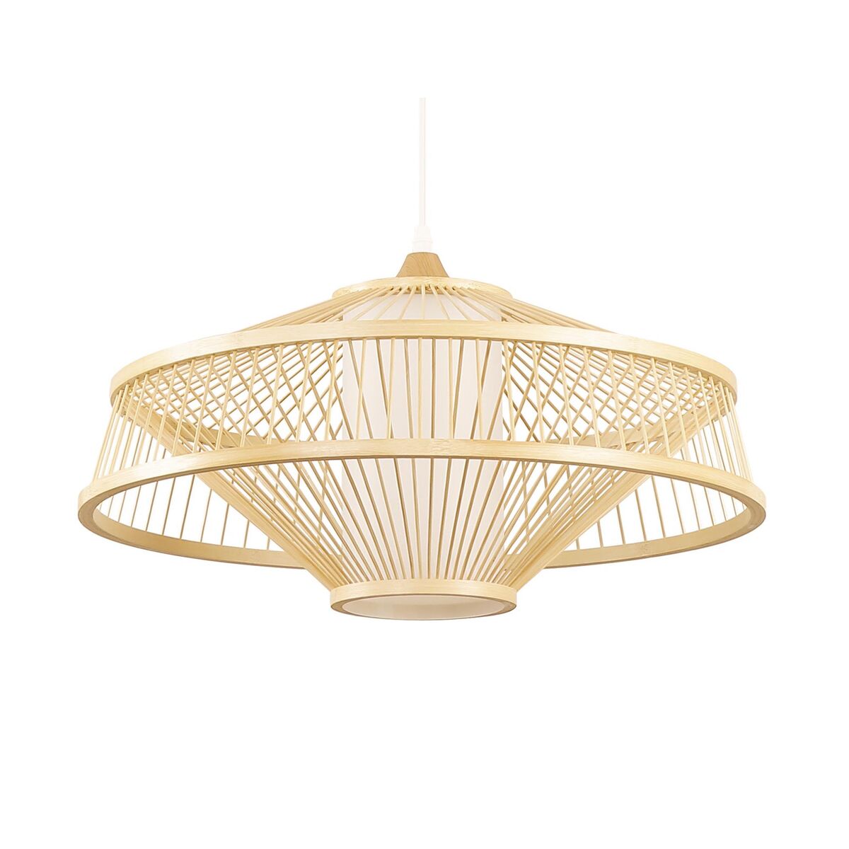 Taklampa DKD Home Decor Polyester Bambu (50 x 50 x 23 cm) - 3