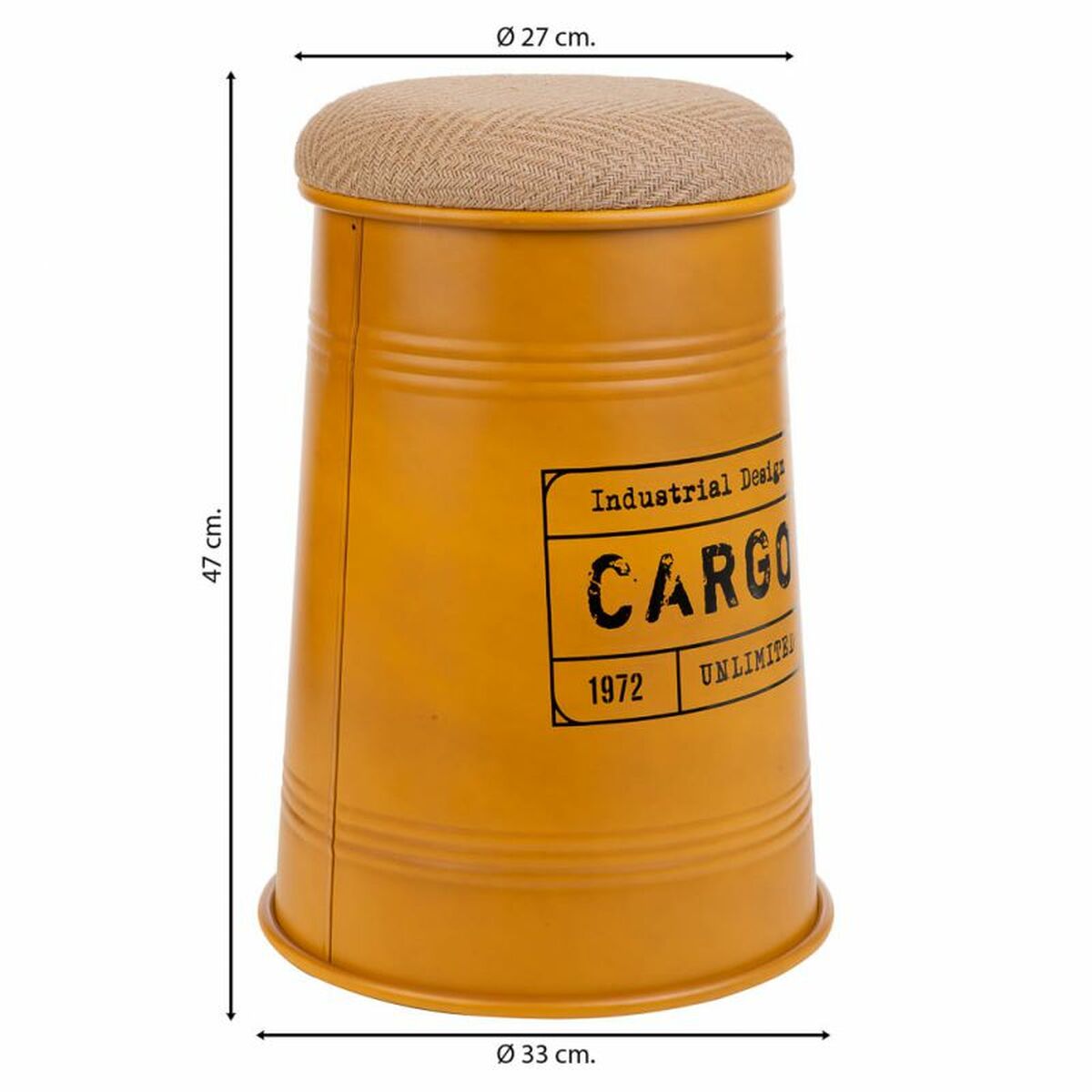Sittpall Alexandra House Living Orange Säckväv Metall Badsvamp Trä MDF 47 x 27 x 33 cm - 3