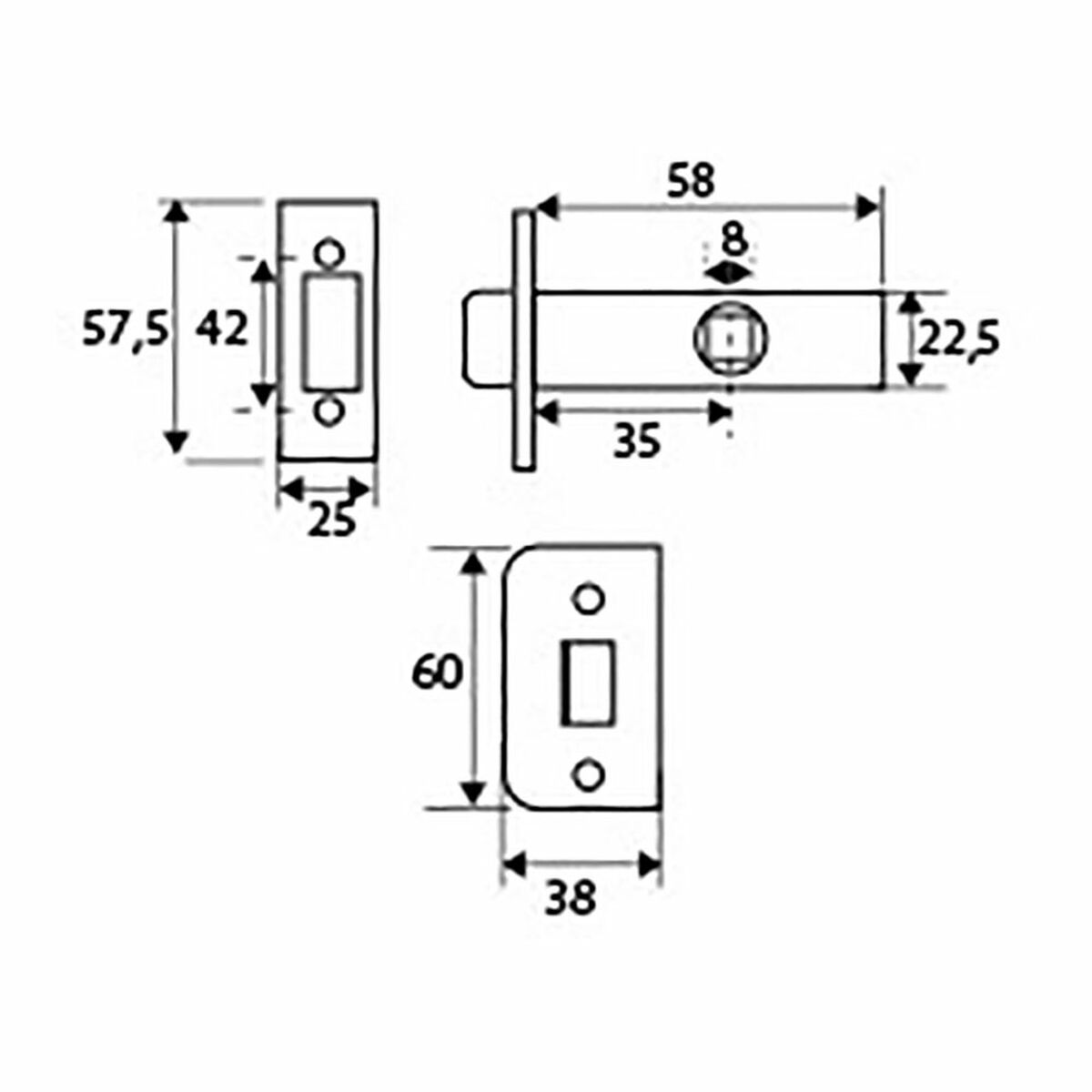 Lås EDM 85638 PCT03 Stål 45 mm 68 x 25 x 57,5 mm Rörformig - 8