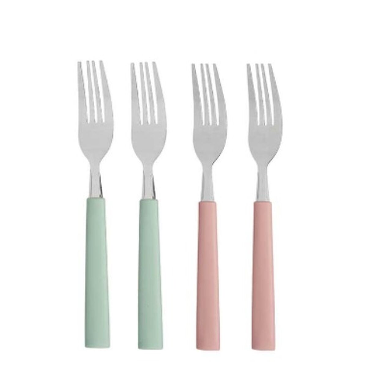Gaffelset Grön Rosa Silvrig Rostfritt stål Plast 18,7 cm (12 antal) - 2