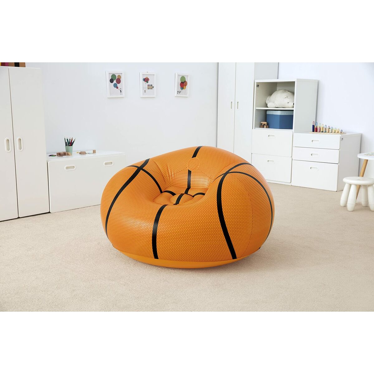 Bestway Stor uppblåsbar stol Basketboll 114x112x66 cm +6 år Inomhus och Trädgård 75103 - 4