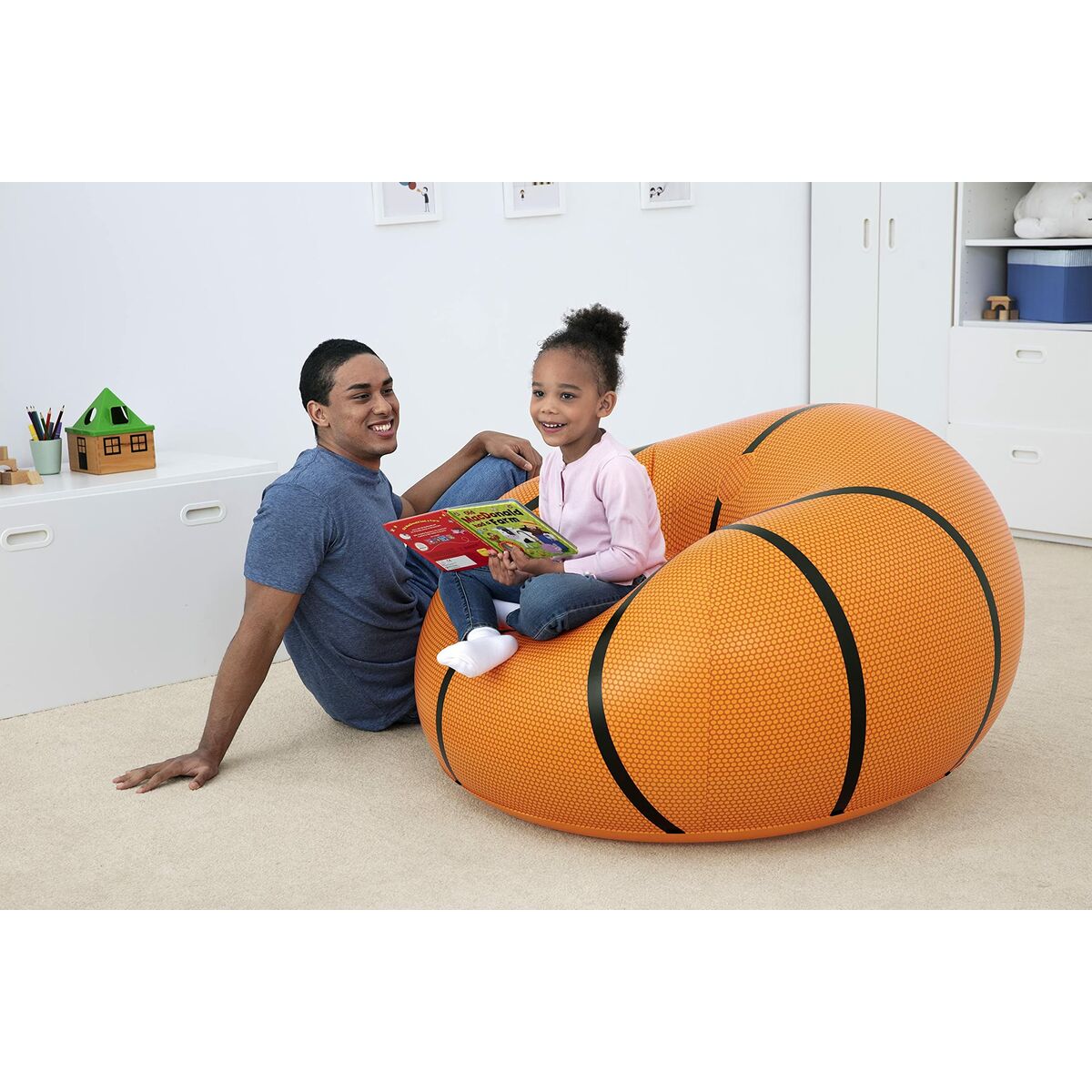 Bestway Stor uppblåsbar stol Basketboll 114x112x66 cm +6 år Inomhus och Trädgård 75103 - 6