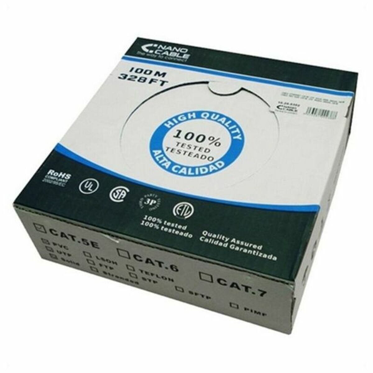 Kabel RJ45 Kategori 5 FTP Styv NANOCABLE 10.20.0902 100 m Grå 100 m