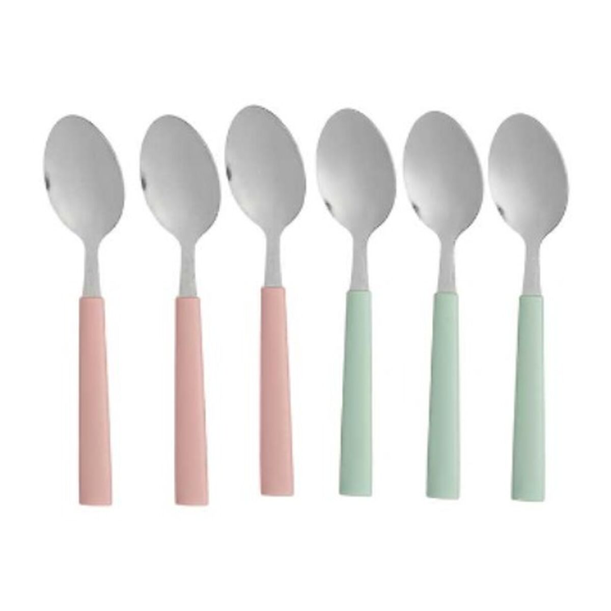 Set med skedar Kinvara CN-KT166096-1S Grön Rosa Silvrig Rostfritt stål Plast 18,7 cm (12 antal) - 4