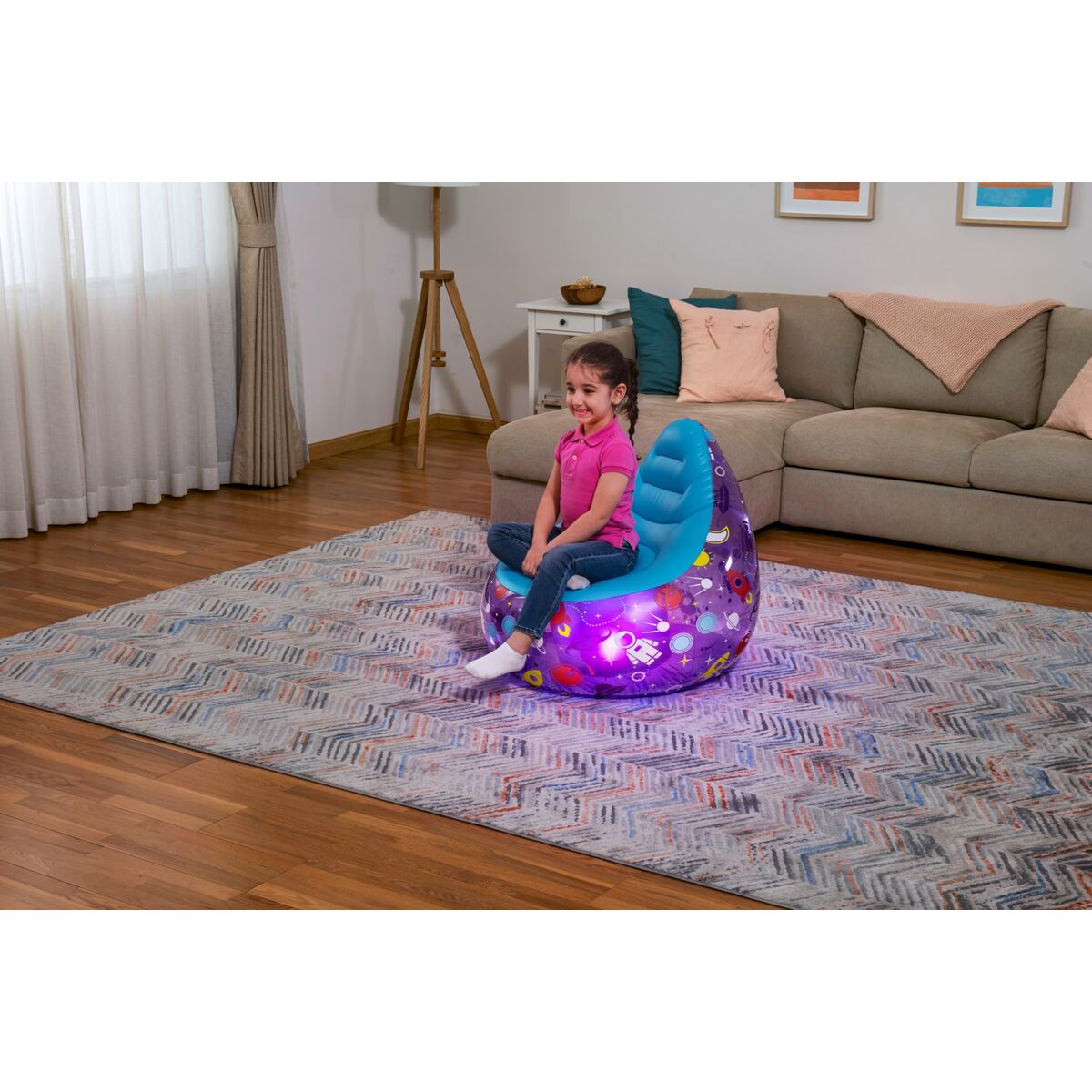 Bestway Uppblåsbar stol med LED-ljus Espacial 72x72x64 cm +3 År Inomhus och Trädgård 75122 - 4