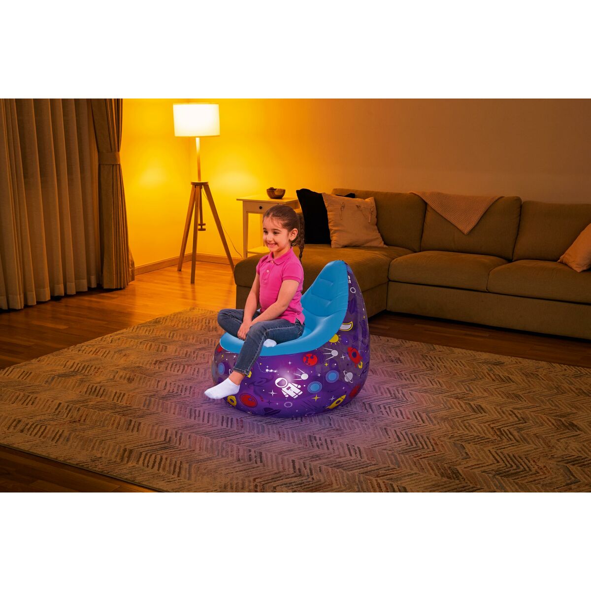 Bestway Uppblåsbar stol med LED-ljus Espacial 72x72x64 cm +3 År Inomhus och Trädgård 75122 - 6