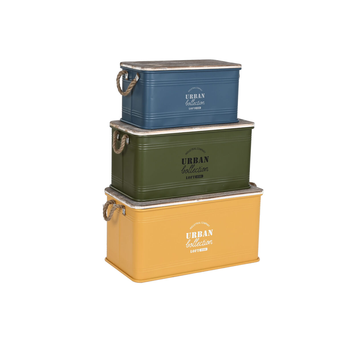 Koffertset Home ESPRIT Metall Granträ 68 x 36 x 33 cm (3 antal) - 5
