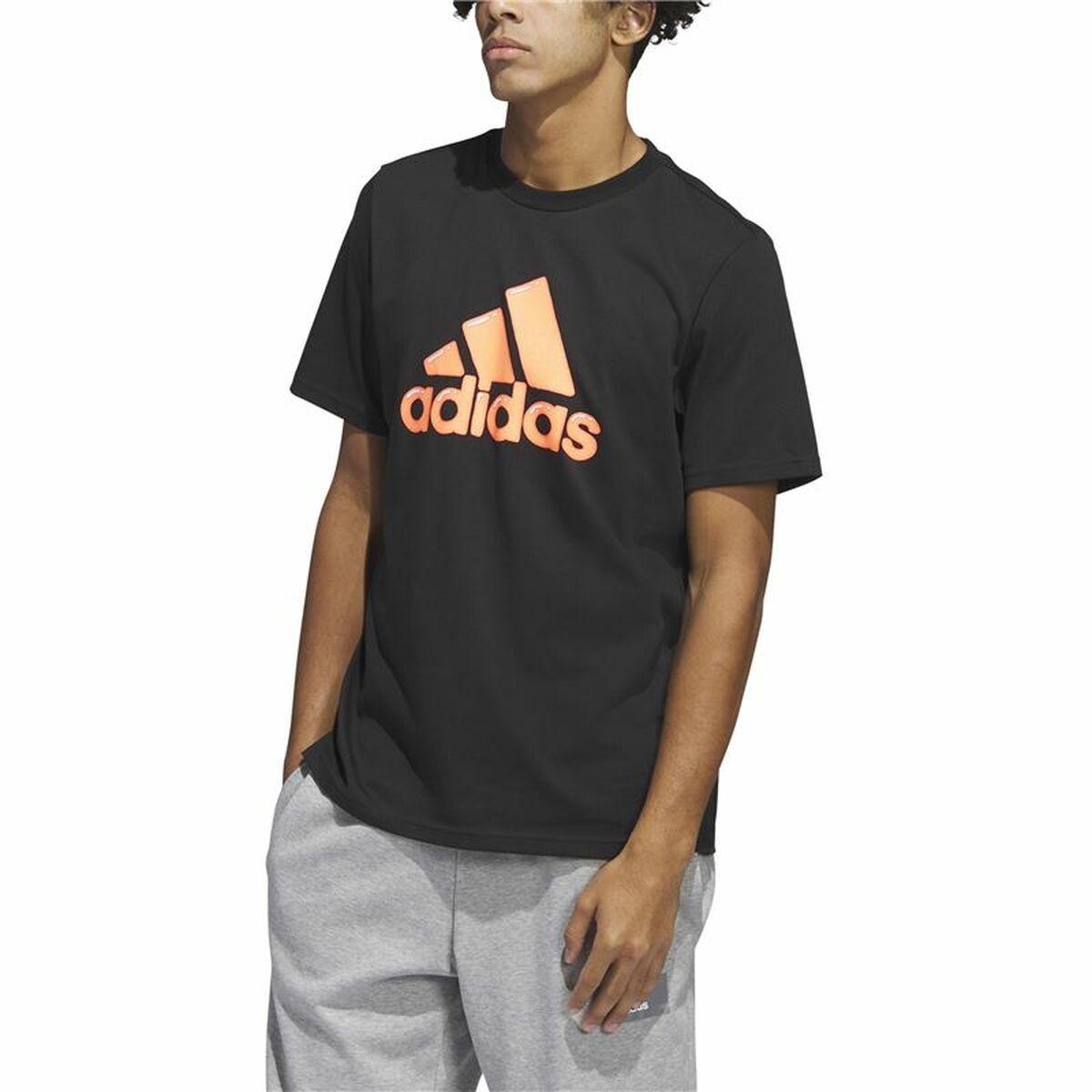 T-shirt med kortärm Herr Adidas Logo Svart (L) - 3