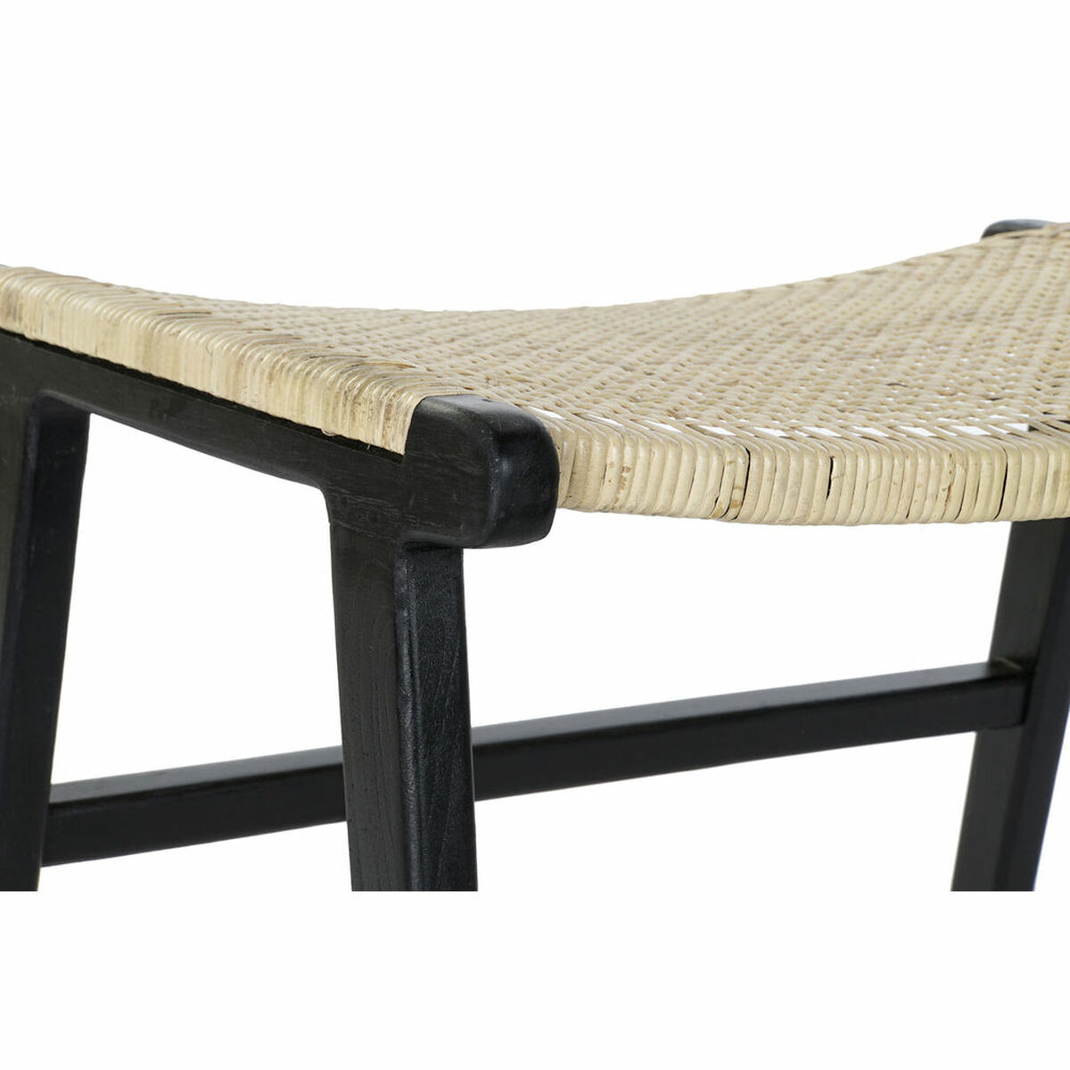Sittpall DKD Home Decor 8424001823192 65 x 47 x 40 cm Naturell Teak Svart - 4