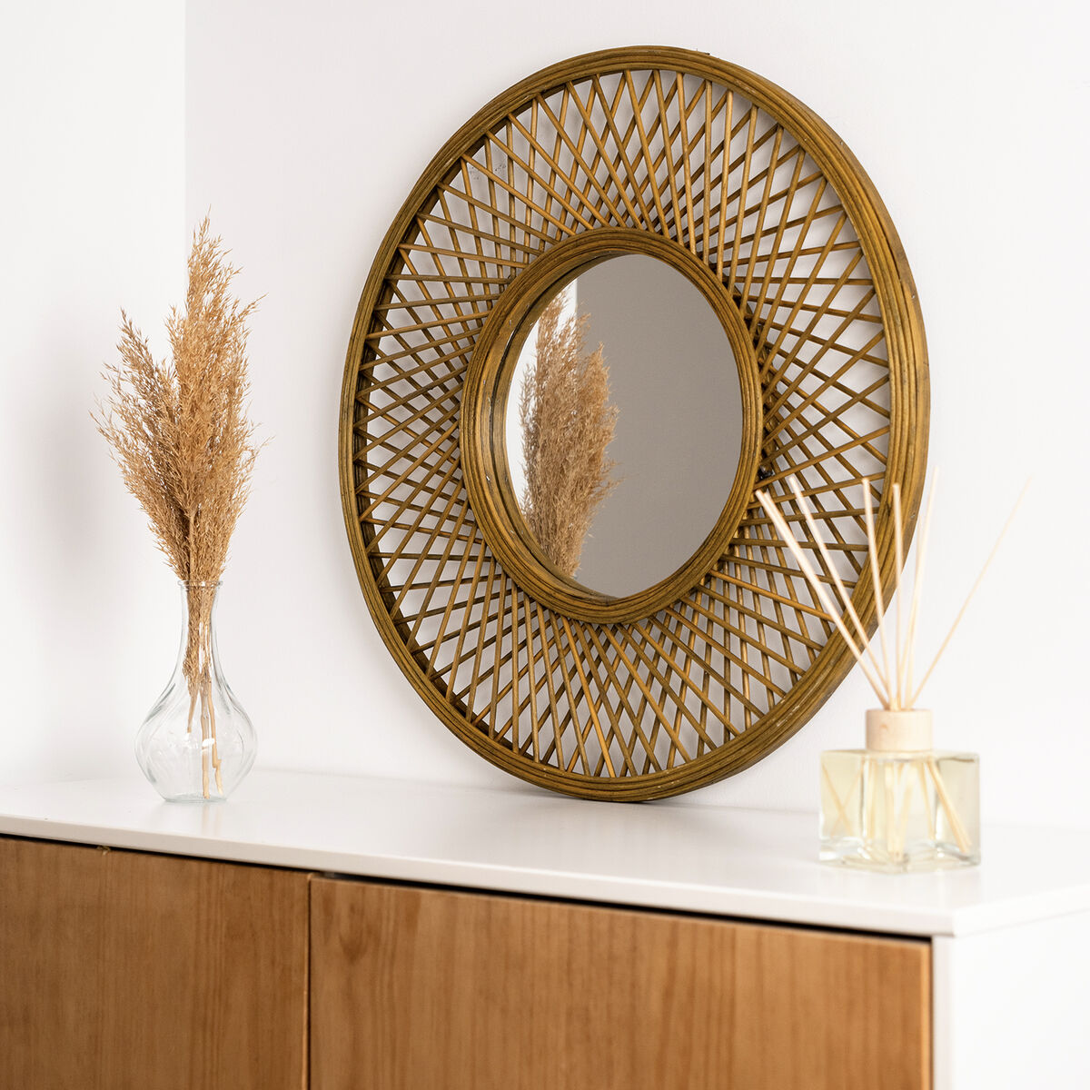 Väggspegel Vinthera Moa Rattan Naturell 59 cm (4 antal) - 2