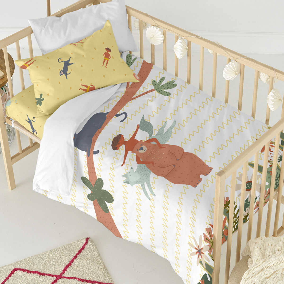 Täckslagsset HappyFriday Mr Fox Jungle life  Multicolour Babysäng 2 Delar - 5