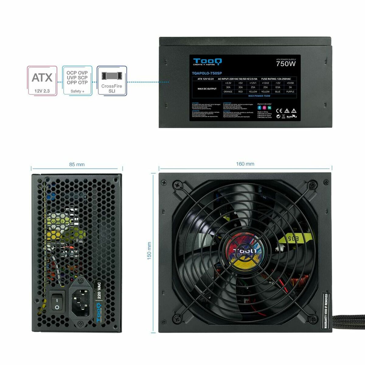 Strömtillförsel TooQ TQAPOLO-750SP 750 W ATX - 2