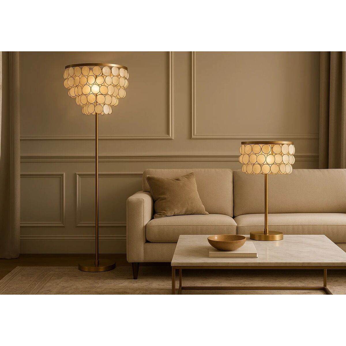 Golvlampa Home ESPRIT Beige Gyllene 220 V 40 x 40 x 153 cm - 2