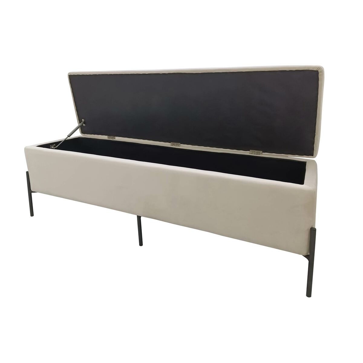Sittpall DKD Home Decor Svart Kräm Metall 140 x 40 x 45 cm - 2