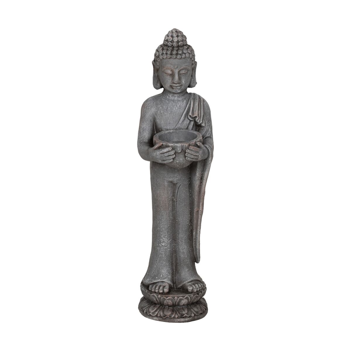 Prydnadsfigur Grå Buddha 19 x 15 x 58 cm