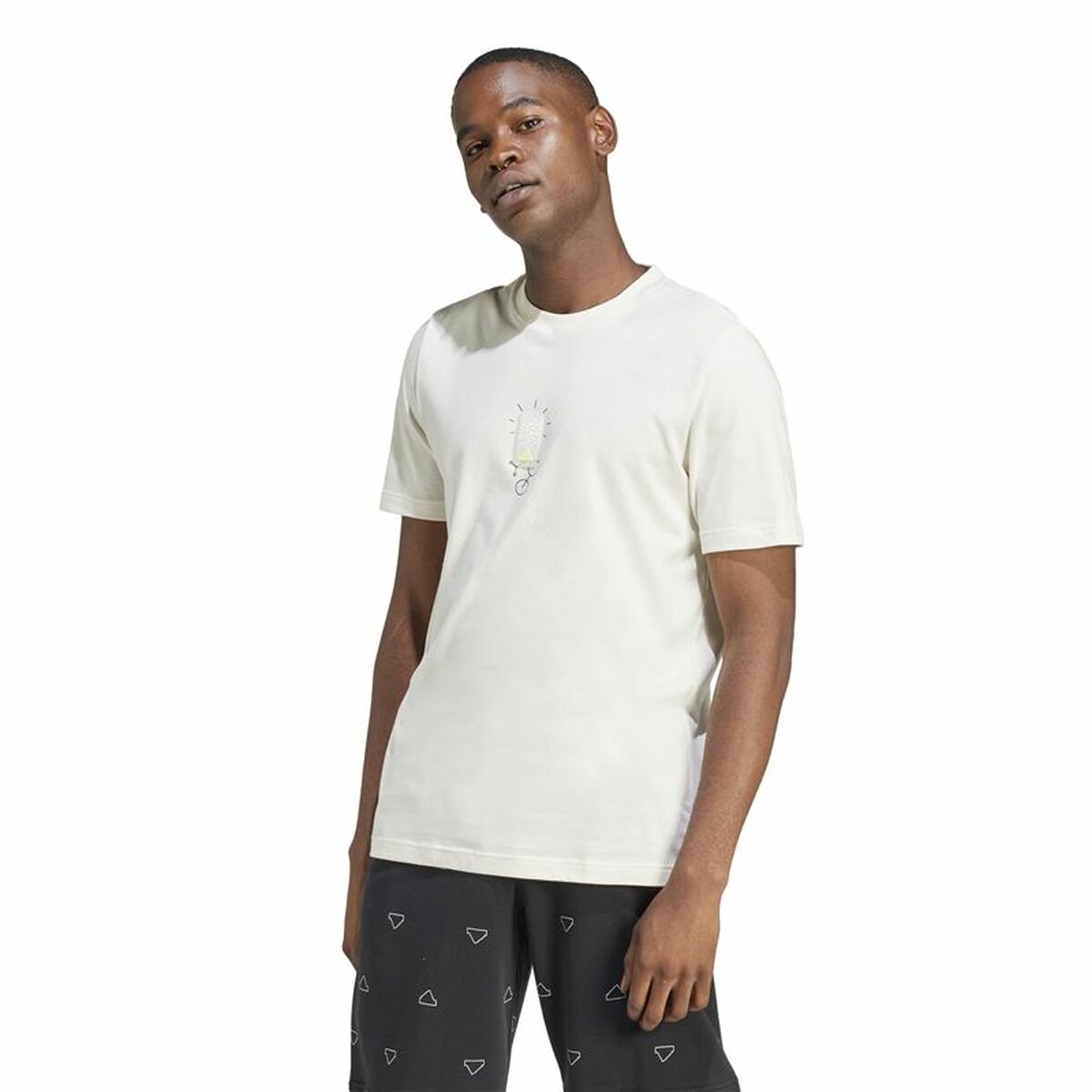T-shirt med kortärm Herr Adidas Molded Linear Vit Naturell - 2