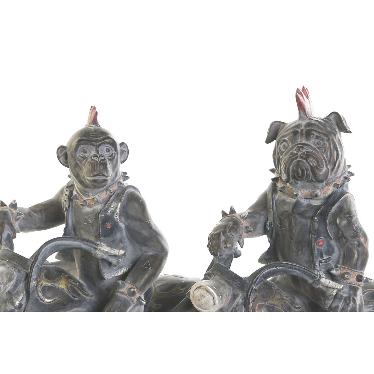 Prydnadsfigur Home ESPRIT Mörkgrå Motorcykelknutte 24 x 15 x 29 cm (2 antal) - 2