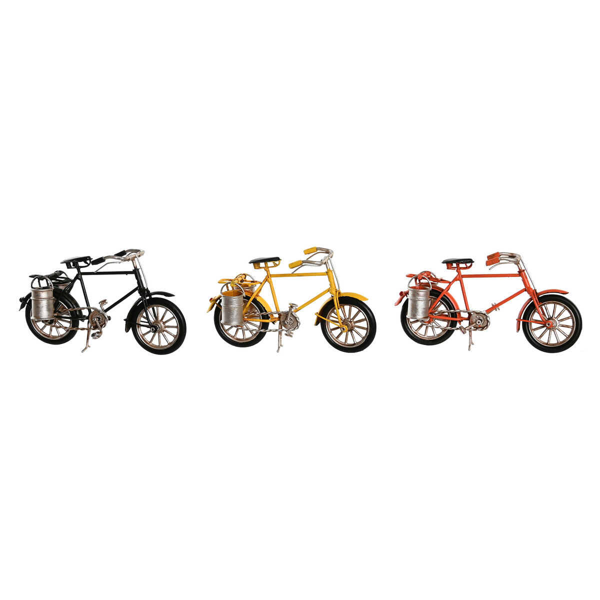 Prydnadsfigur DKD Home Decor Gul Svart Orange Cykel Vintage 16,5 x 5,5 x 9 cm (3 antal)