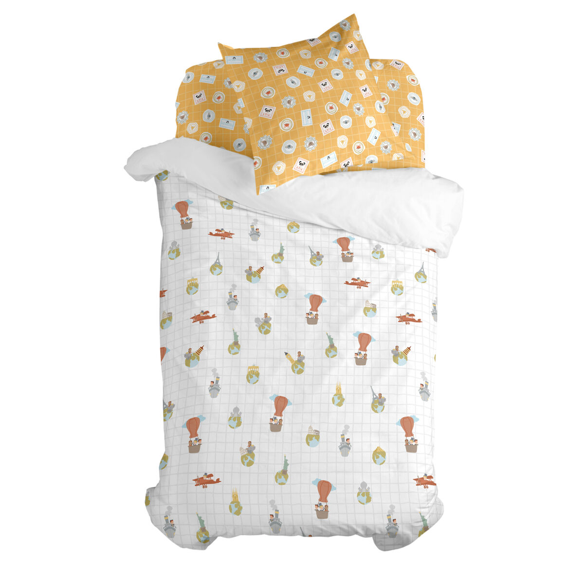 Täckslagsset HappyFriday Mr Fox World trip Multicolour Säng 80 2 Delar