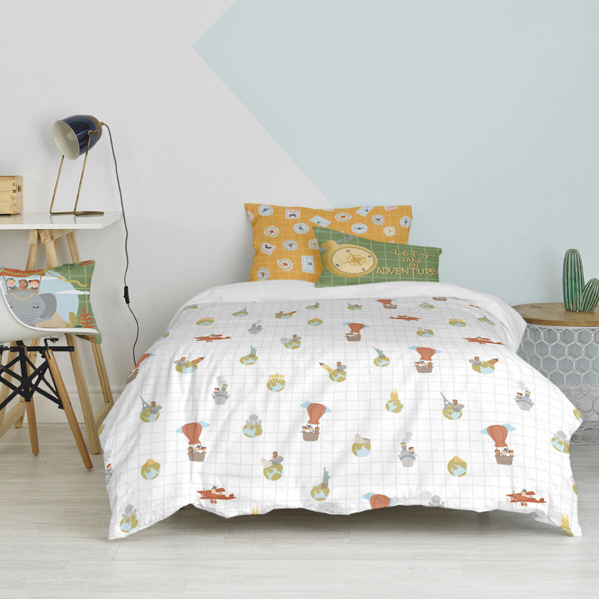 Täckslagsset HappyFriday Mr Fox World trip Multicolour Säng 80 2 Delar - 3