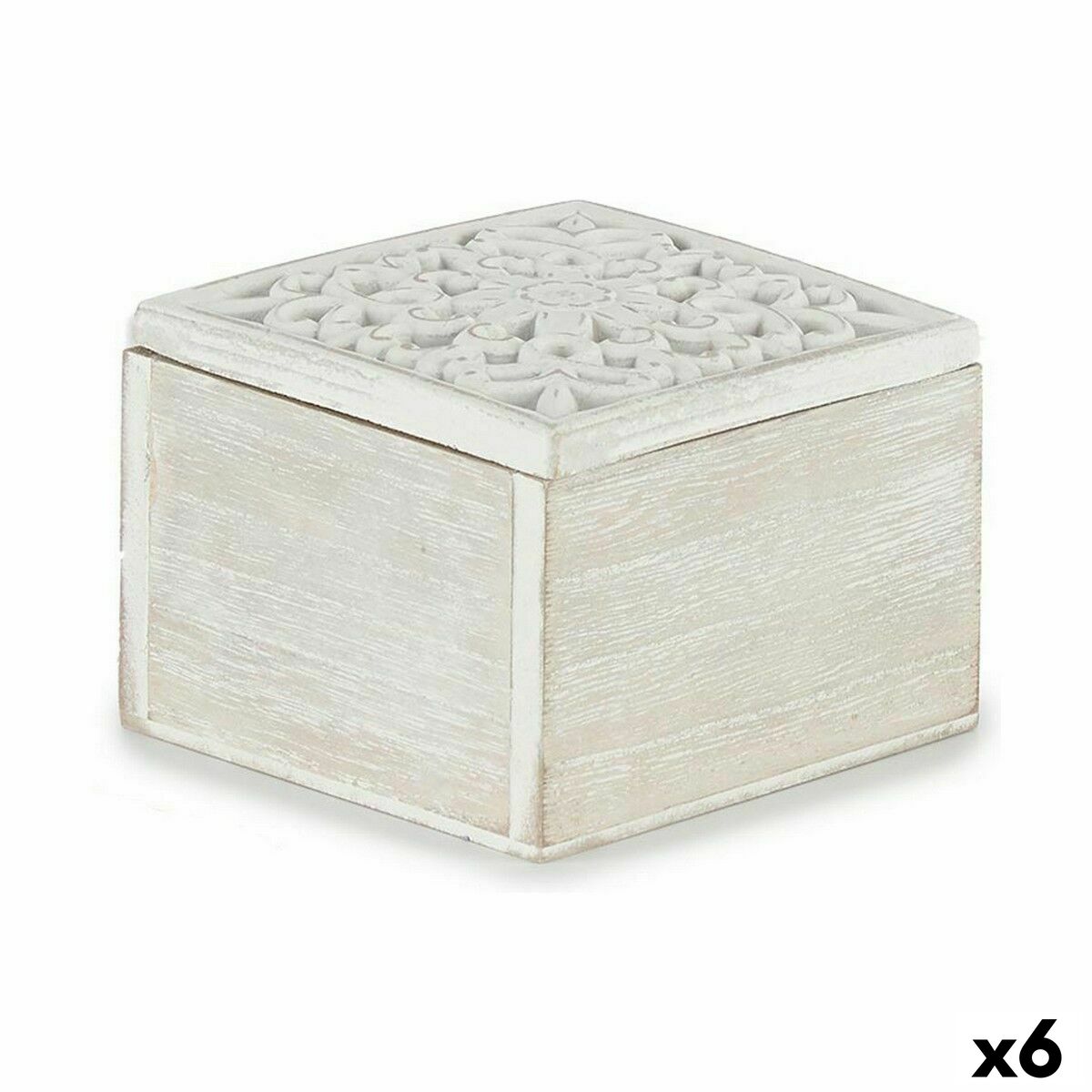 Dekorationslåda Gift Decor Vit Trä Metall (6 antal)