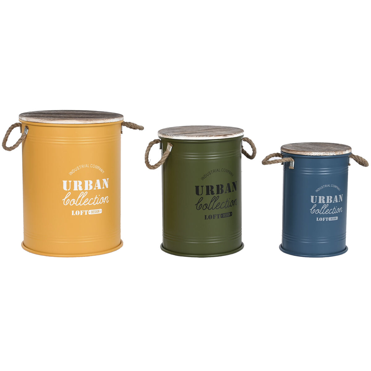 Koffertset Home ESPRIT Metall Granträ 40 x 40 x 52 cm (3 antal)