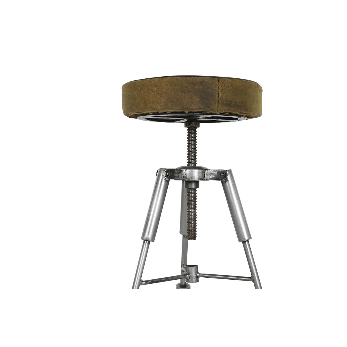 Sittpall Home ESPRIT Brun Silvrig Läder Metall 39 x 39 x 57 cm - 4