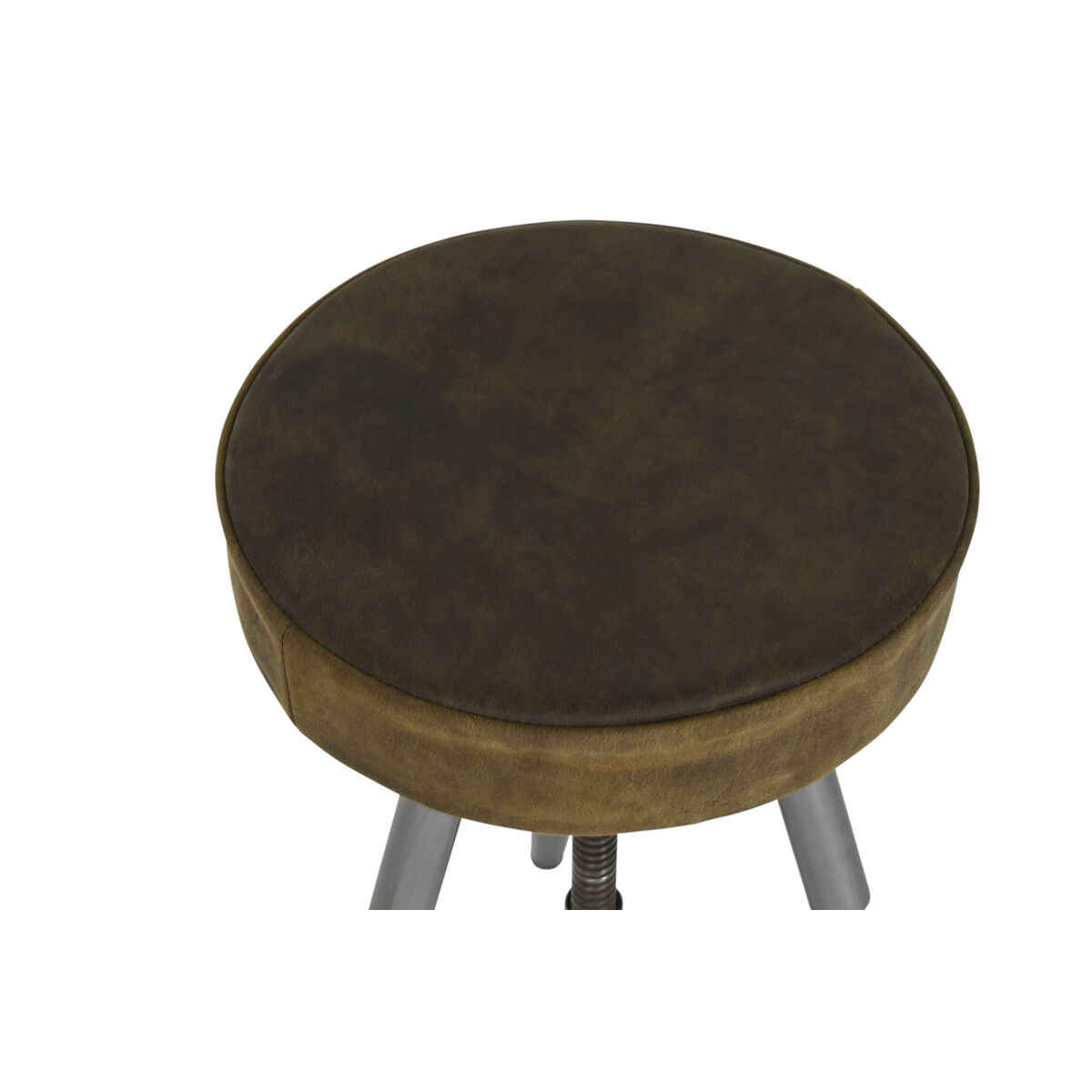 Sittpall Home ESPRIT Brun Silvrig Läder Metall 39 x 39 x 57 cm - 2