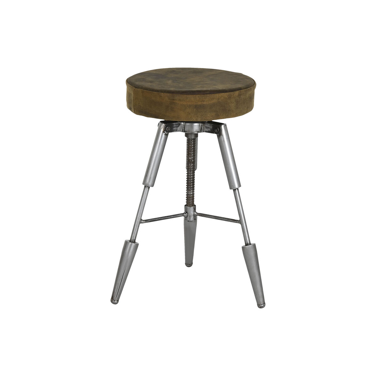 Sittpall Home ESPRIT Brun Silvrig Läder Metall 39 x 39 x 57 cm - 5