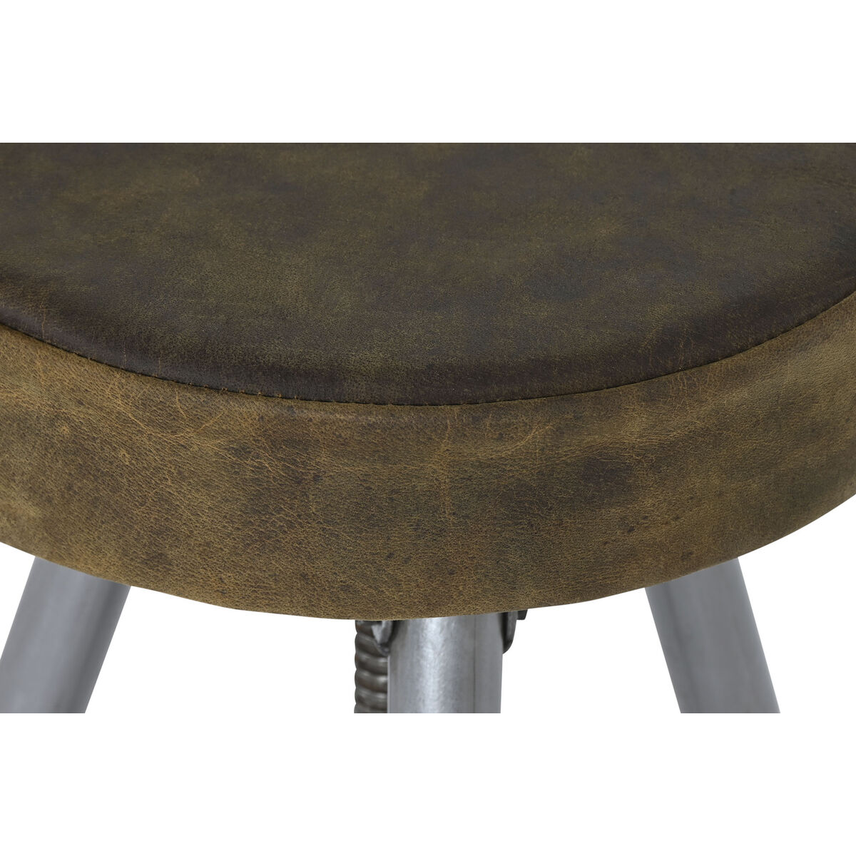Sittpall Home ESPRIT Brun Silvrig Läder Metall 39 x 39 x 57 cm - 3