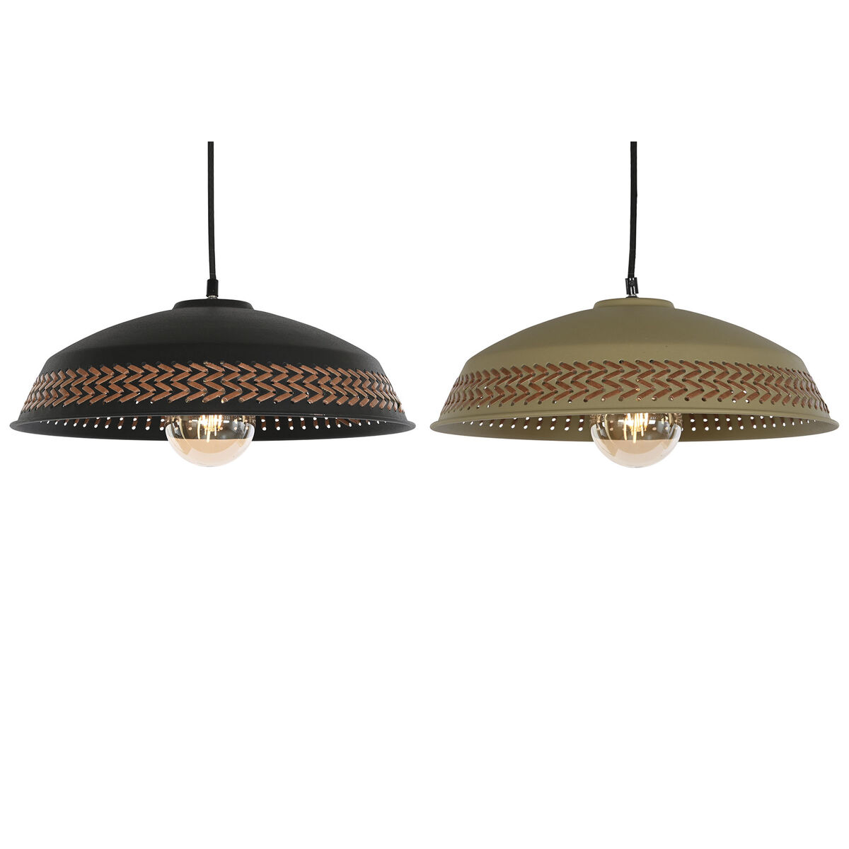 Taklampa DKD Home Decor Brun Svart Kräm Metall 50 W 42 x 42 x 24 cm (2 antal) - 6