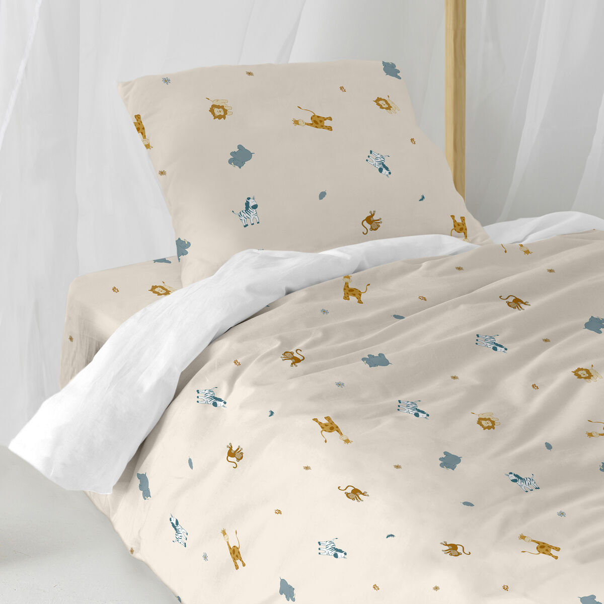 Täckslagsset HappyFriday Mini Animals Multicolour Säng 80 2 Delar - 2