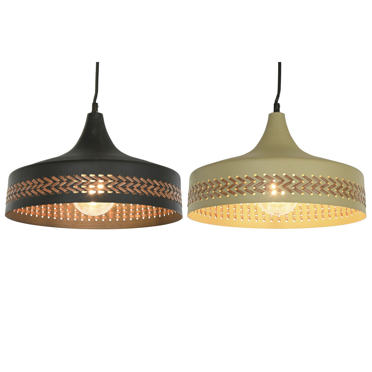 Taklampa DKD Home Decor Brun Svart Kräm Metall 50 W 35 x 35 x 20 cm (2 antal) - 4