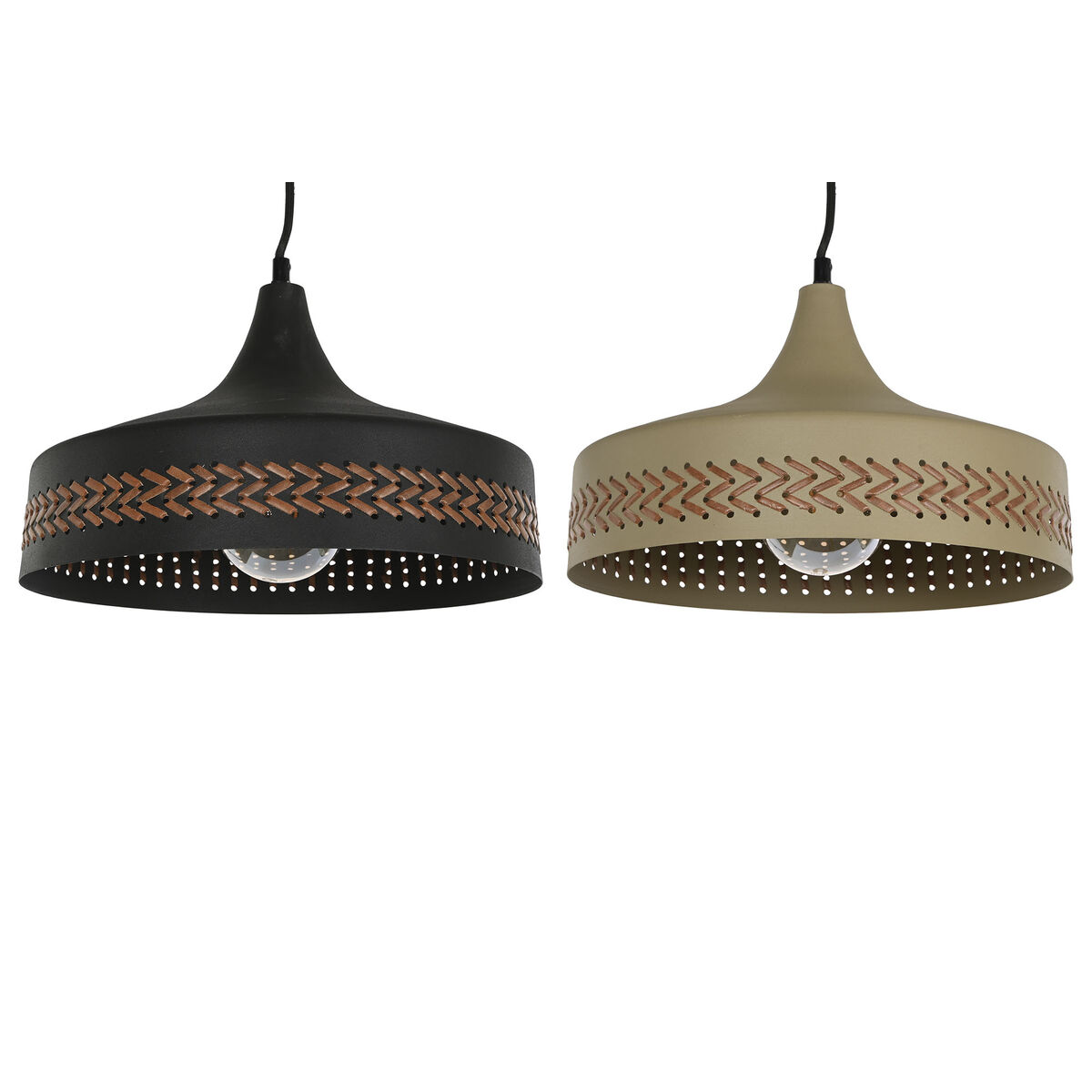 Taklampa DKD Home Decor Brun Svart Kräm Metall 50 W 35 x 35 x 20 cm (2 antal) - 6