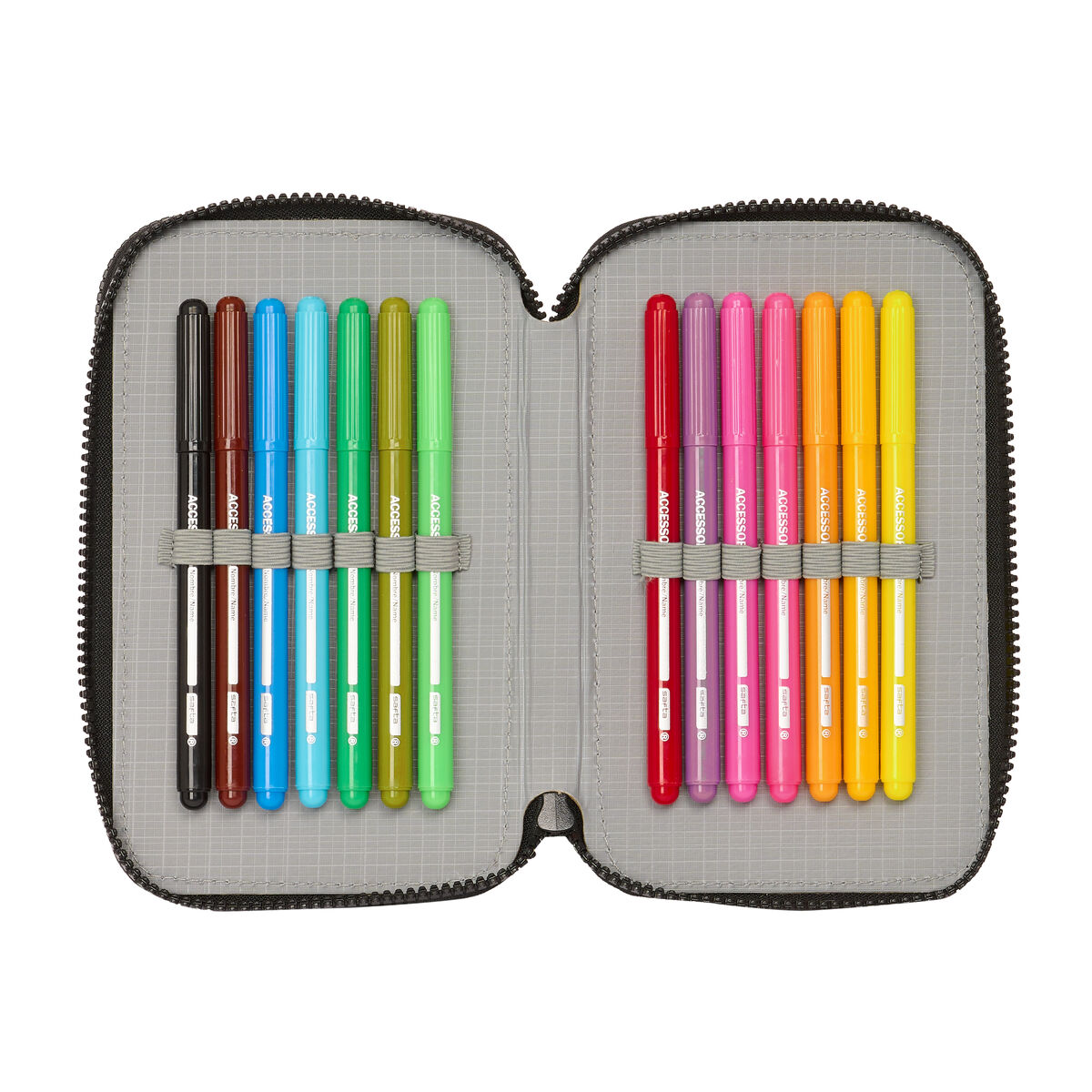 Dubbelt pennfodral Paul Frank Join the fun Svart 12.5 x 19.5 x 4 cm (28 Delar) - 3