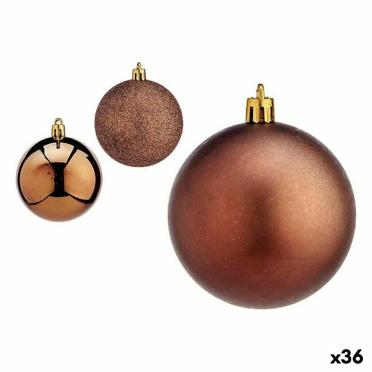 Uppsättning av julkulor Brun Plast Ø 7 cm (36 antal) - 3