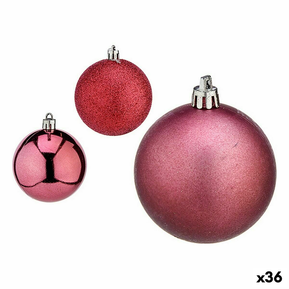 Uppsättning av julkulor Rosa Plast Ø 7 cm (36 antal) - 3