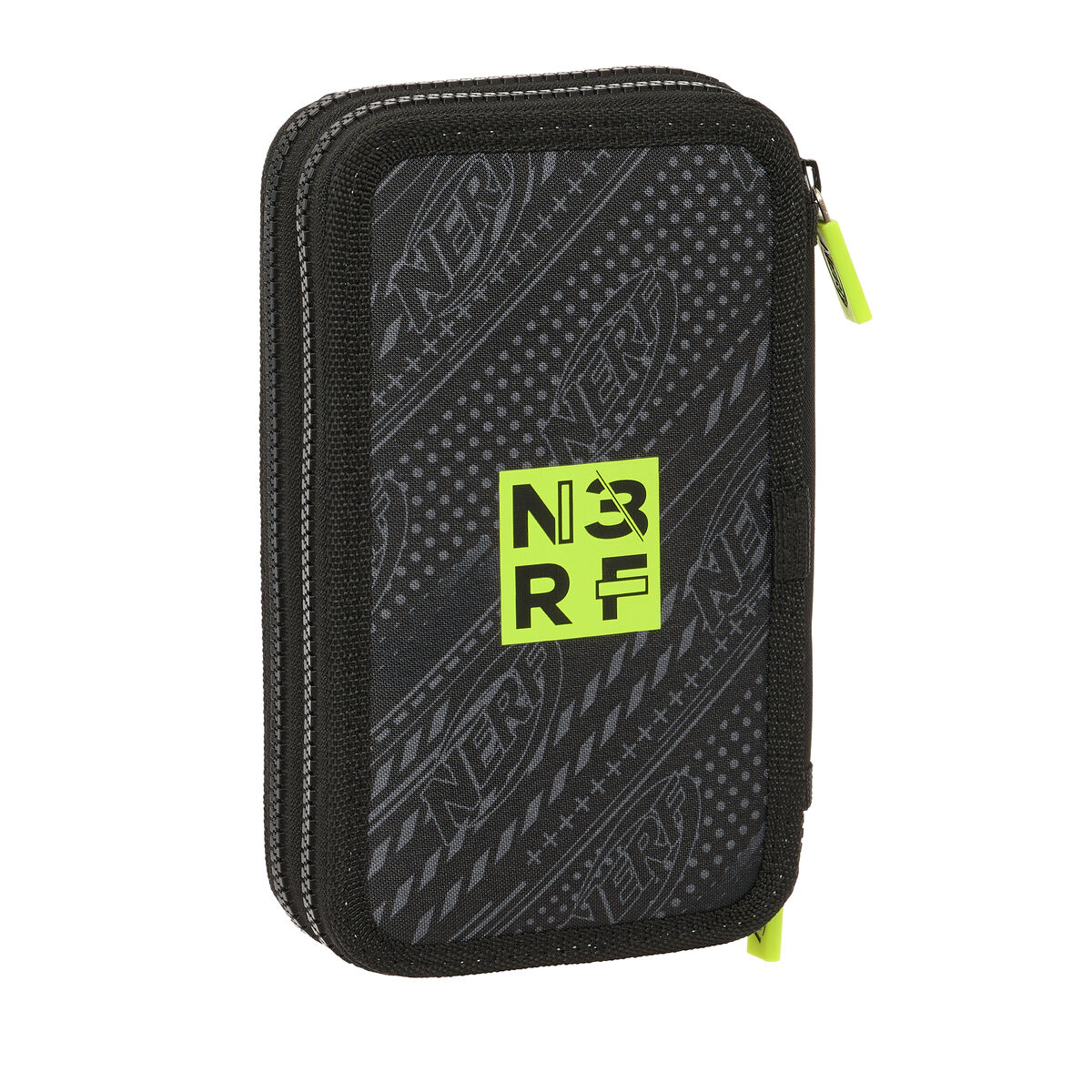 Dubbelt pennfodral Nerf Get ready Svart 12.5 x 19.5 x 4 cm (28 Delar) - 3
