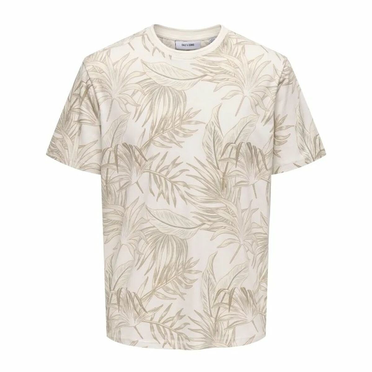 T-shirt med kortärm Herr Only & Sons Onskash Reg Leaf Aop Beige