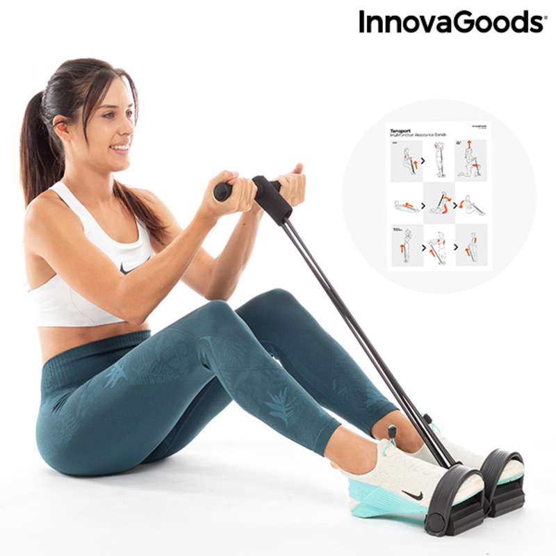 Elastiska träningsband med multifunktion och träningsguide Tensport InnovaGoods - 12