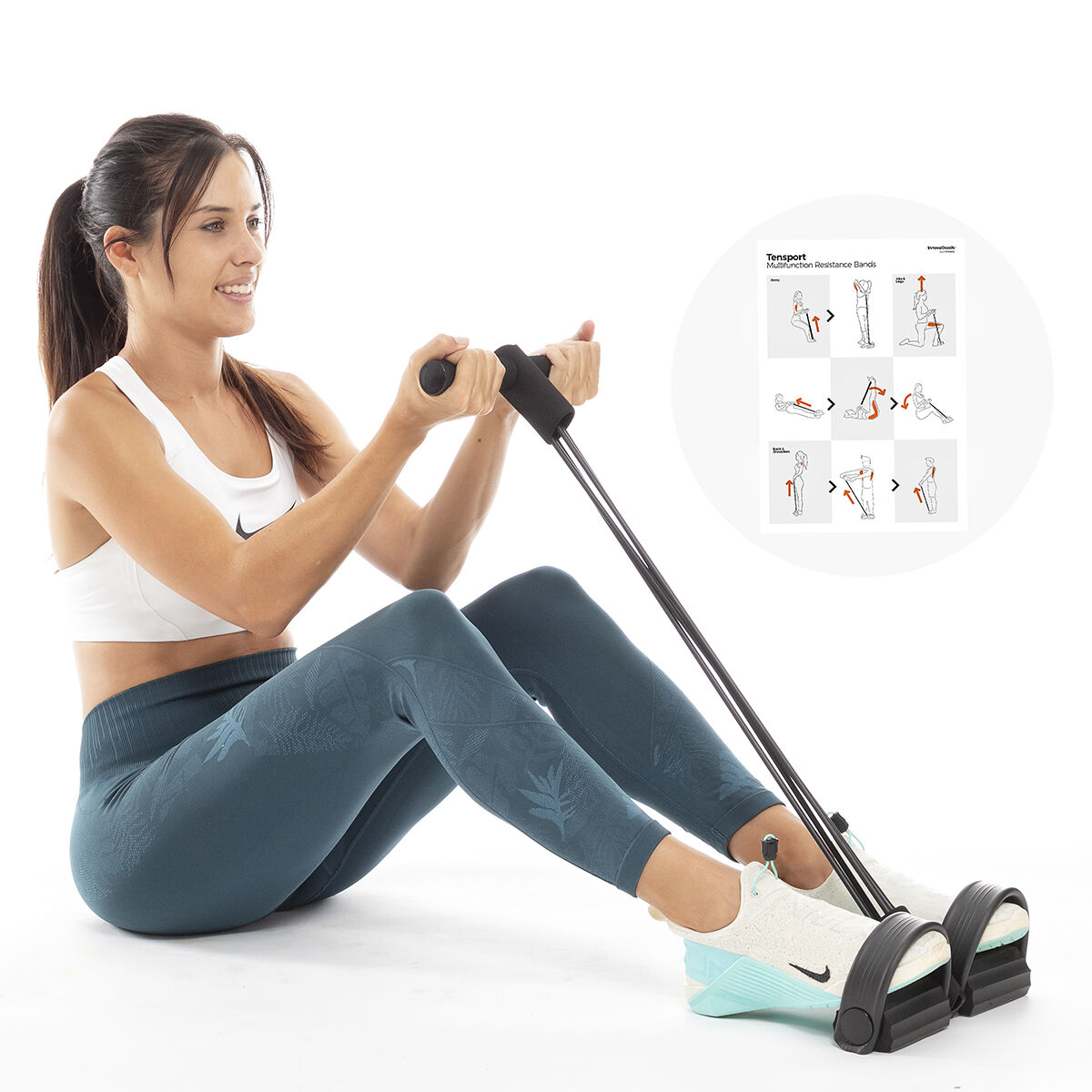Elastiska träningsband med multifunktion och träningsguide Tensport InnovaGoods - 20