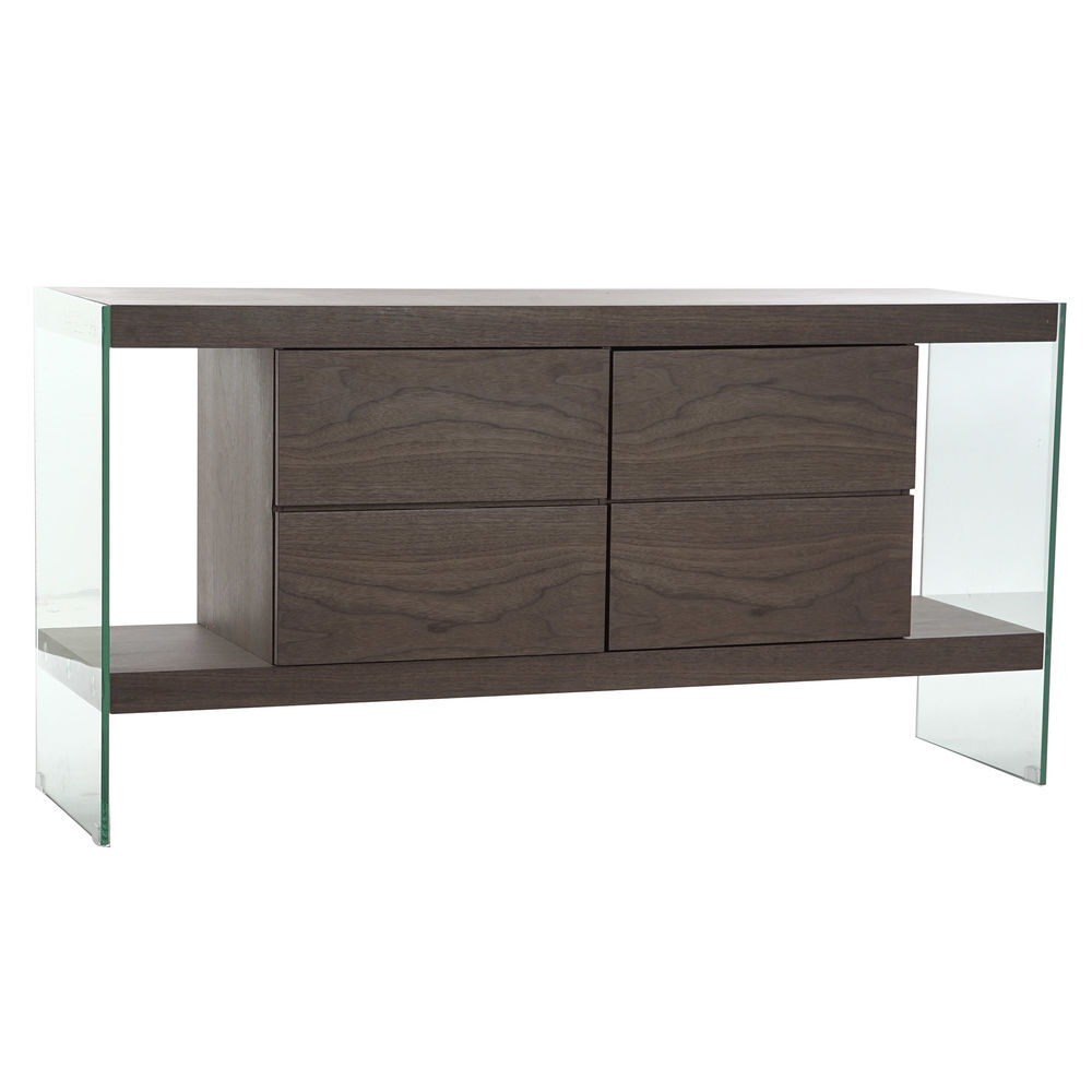 Skänk DKD Home Decor   Brun Transparent Glas Valnöt Trä MDF 160 x 45 x 80 cm - 2