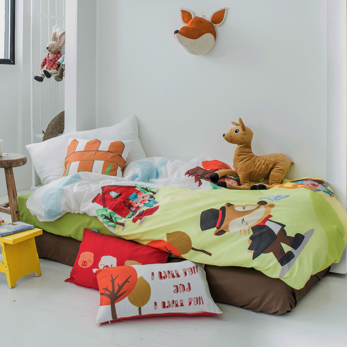 Täckslagsset HappyFriday Mr Fox Piggys  Multicolour Säng 80/90 2 Delar - 2