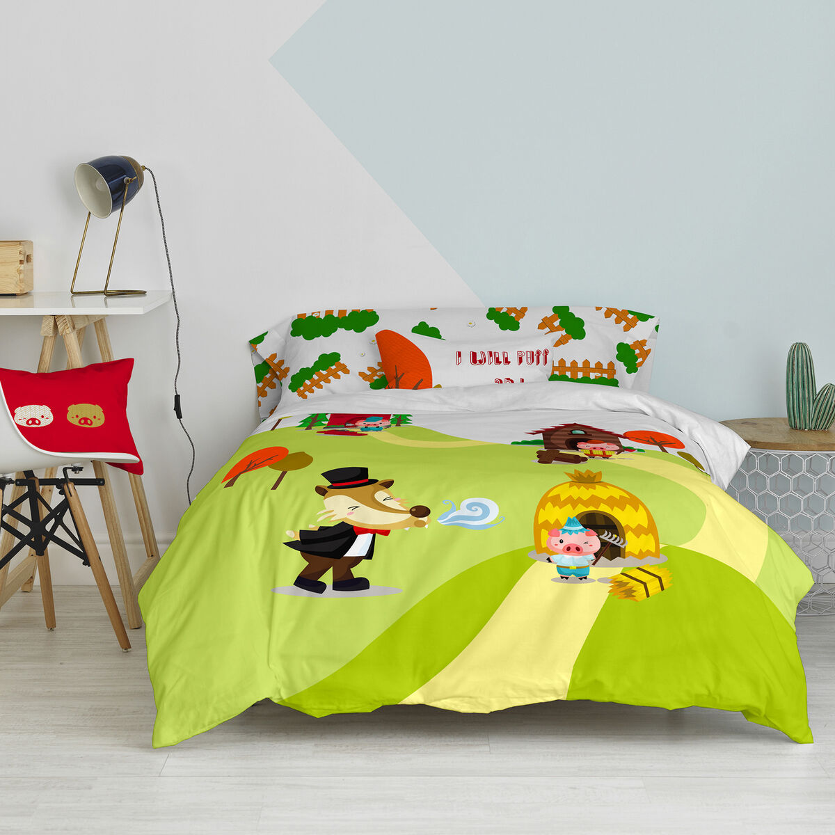 Täckslagsset HappyFriday Mr Fox Piggys  Multicolour Säng 80/90 2 Delar - 3