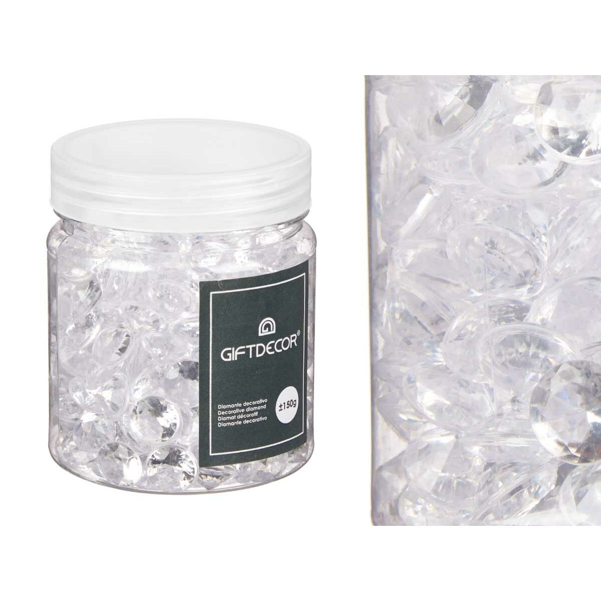Dekorativa stenar Gift Decor Transparent Plast 6,5 x 8 x 6,5 cm Diamant 150 g (16 antal) - 3
