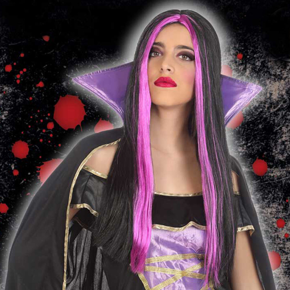 Peruk till Halloween Violett Fuchsia - 4